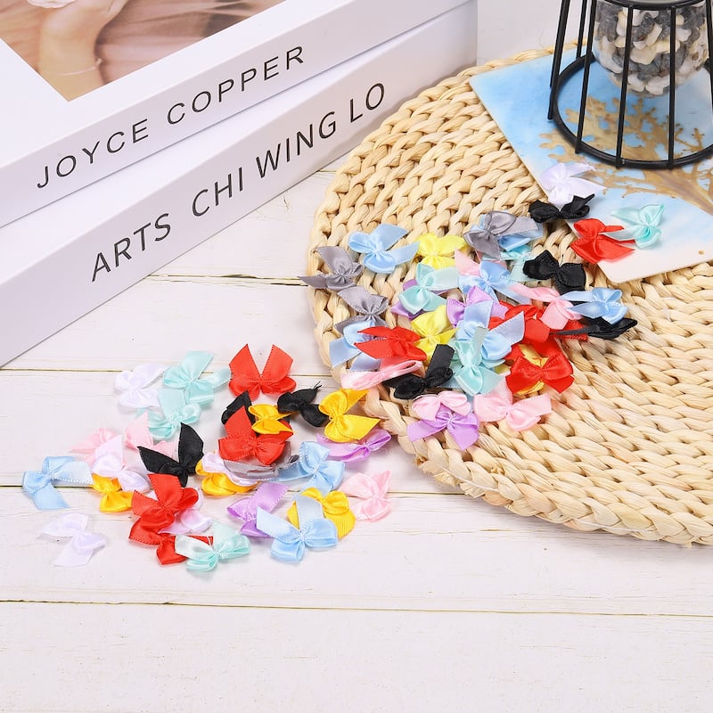 Mini Ribbon Bow 1" Mini Fabric Satin Ribbon Flower Bows