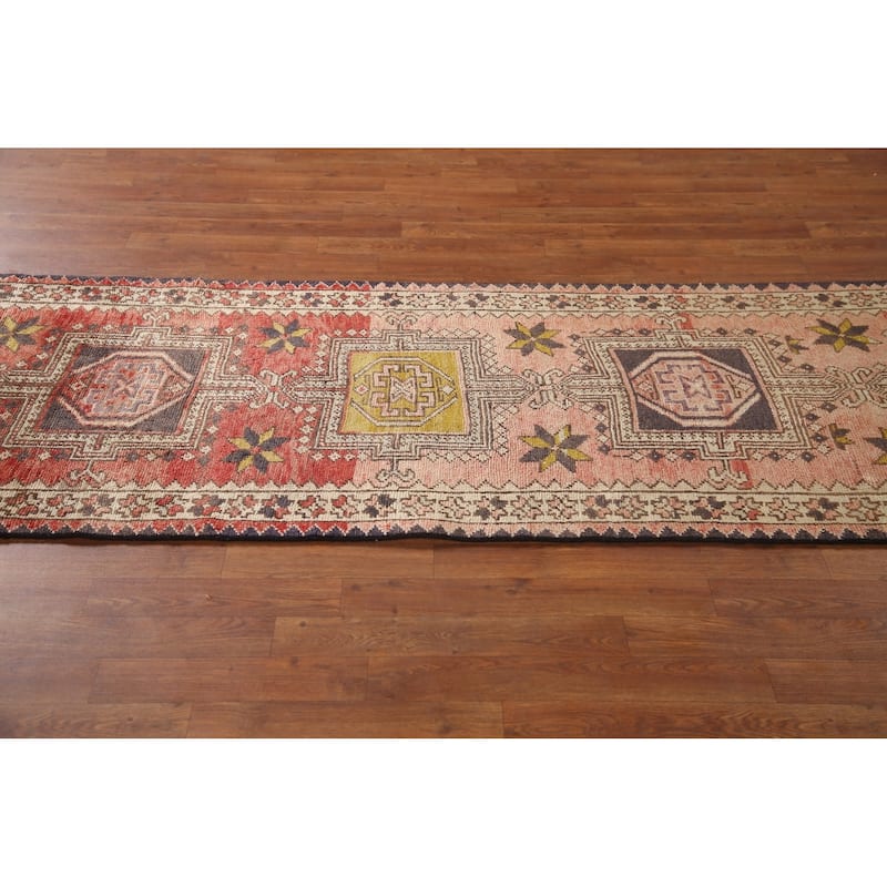 Gharajeh Persian Vintage Runner Rug Hand-knotted Wool Carpet - 2'10"x 10'6"
