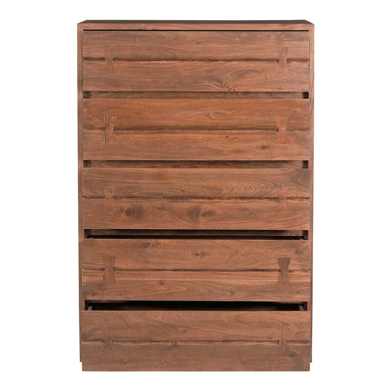 NADAAL STUDIOS Sterling Dresser, Six Drawer Solid Acacia with Live Edge and Butterfly Joinery, Brown