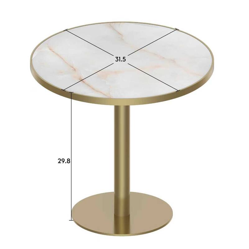 Modern Dinning Table Bistro Tulip Table with Faux Marble Top & Metal Frame Diameter