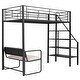 preview thumbnail 5 of 12, Twin Metal Loft Bed with Bench and Storage Staircase, Full Guardrails, Black