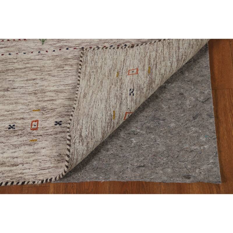 Hand Knotted Oriental 100% Wool Carpet Tribal Animal Pictorial Beige & Ivories Gabbeh Area Rug - 5' 9'' X 3' 11''