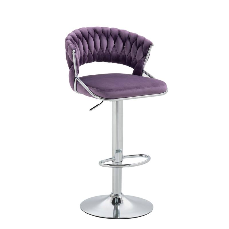 Set of 4 Bar Stool Adjustable Height with Swivel Seat