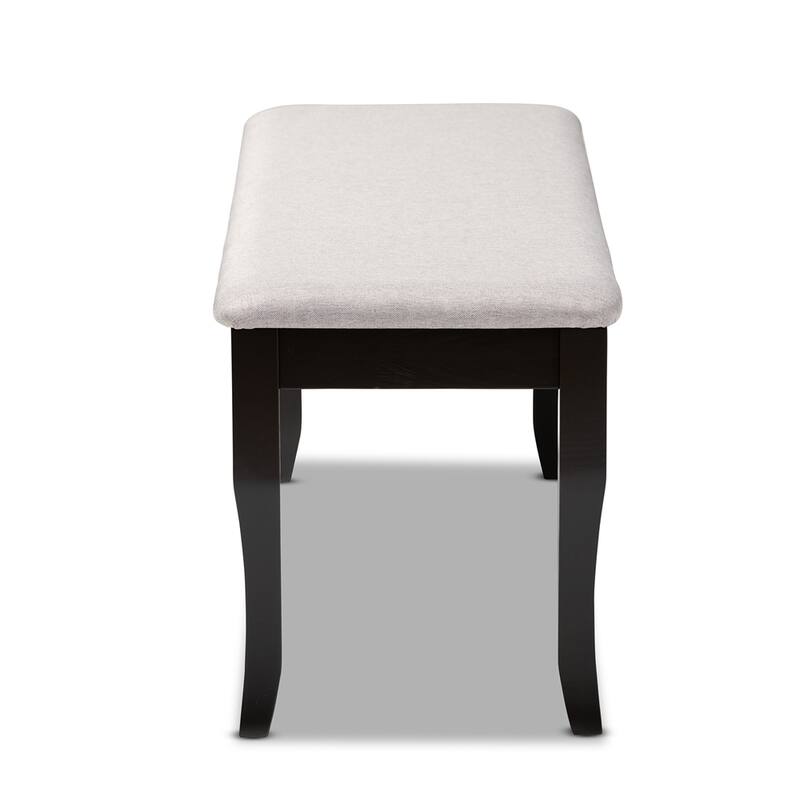 Cornelie Modern and Contemporary Transitional Fabric Upholstered and Dark Brown Finished Wood Dining Bench