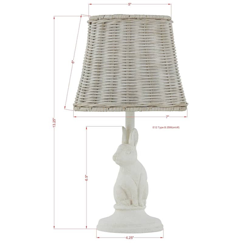 Flora 13" Mini Lamp with Rattan Shade (Set of 2)