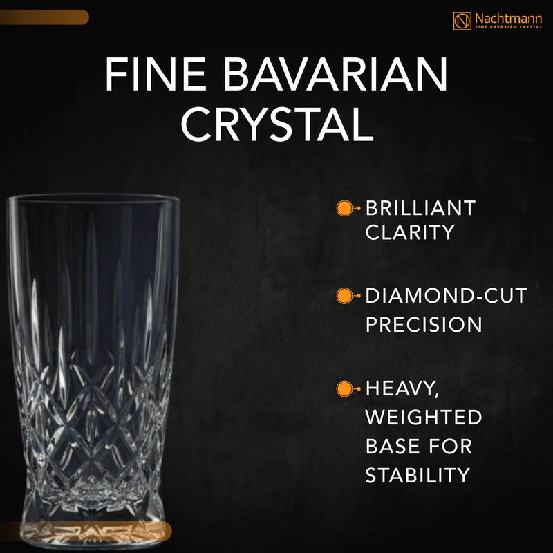 Nachtmann Set of 4 Noblesse Latte Machiatto Glasses with Straw - 11.8oz