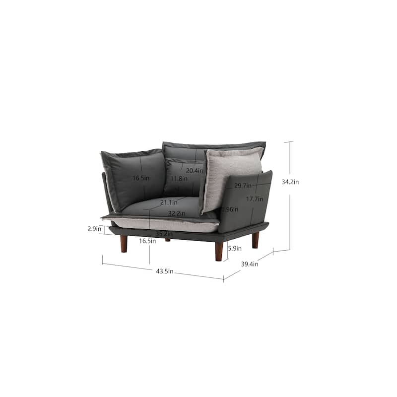 Modern Style Chenille Oversized Armchair Accent Chair Single Sofa Lounge Chair for Living Room, Bedroom