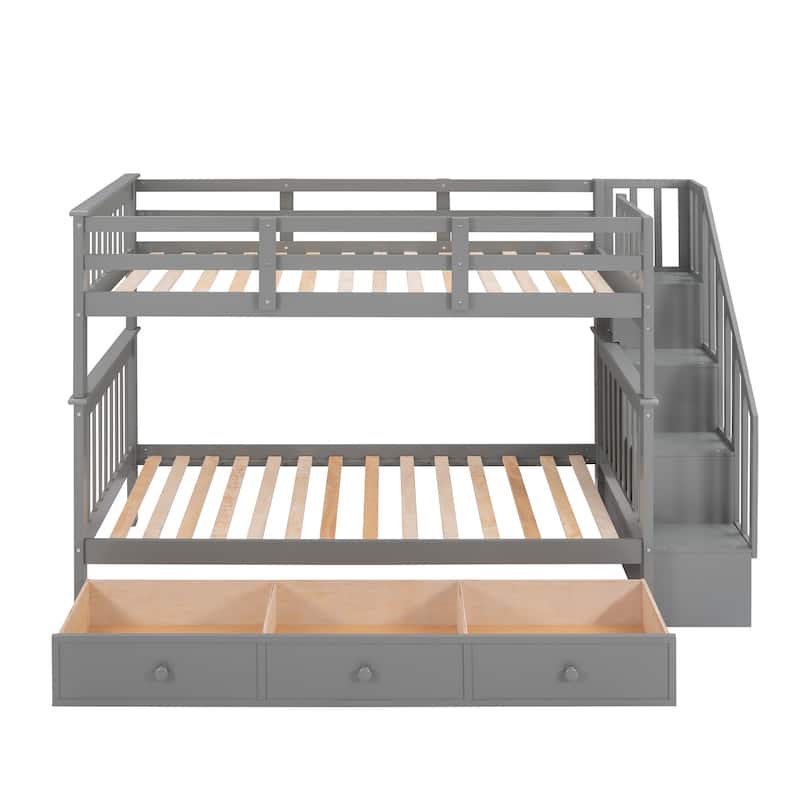 Stairway Twin-Over-Twin Bunk Bed with Three Drawers for Bedroom, Dorm - Espresso(Old sku: LP000309AAP)
