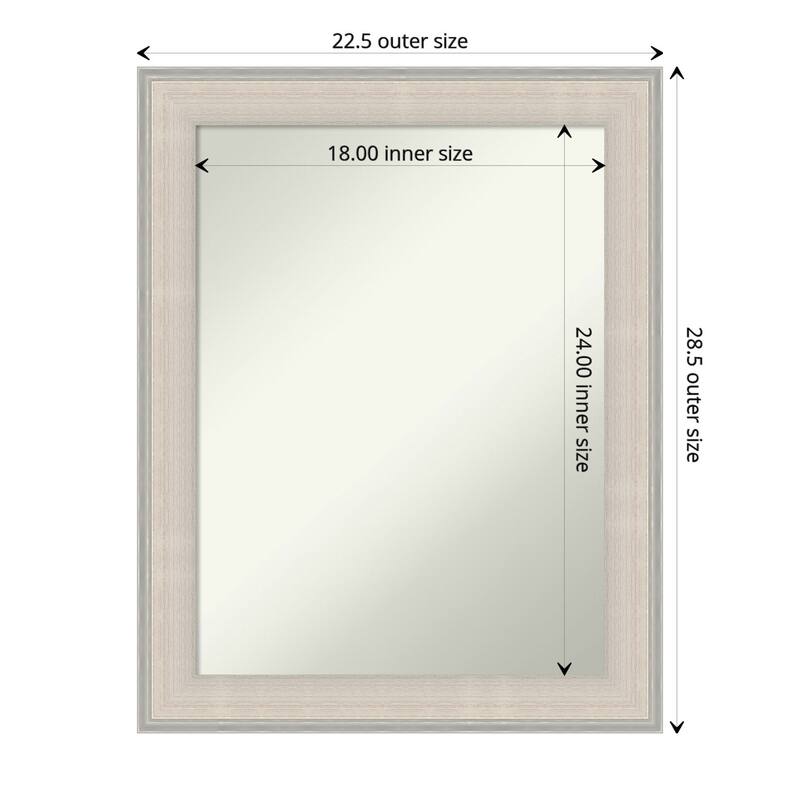 Cottage White Silver Non-Beveled Wood Framed Bathroom Vanity Wall Mirror - Cottage White Silver - Glass Size 18x24