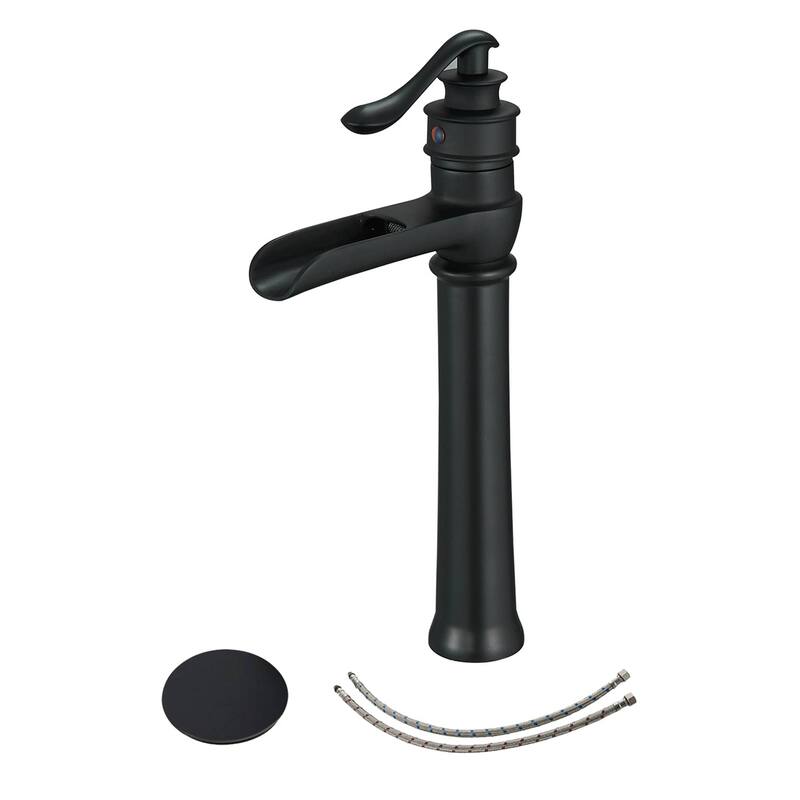 Waterfall Bathroom Vessel Faucet Single Handle Bathroon Vessel Sink Faucets Single Hole High Modern Basin Vanity High Taps