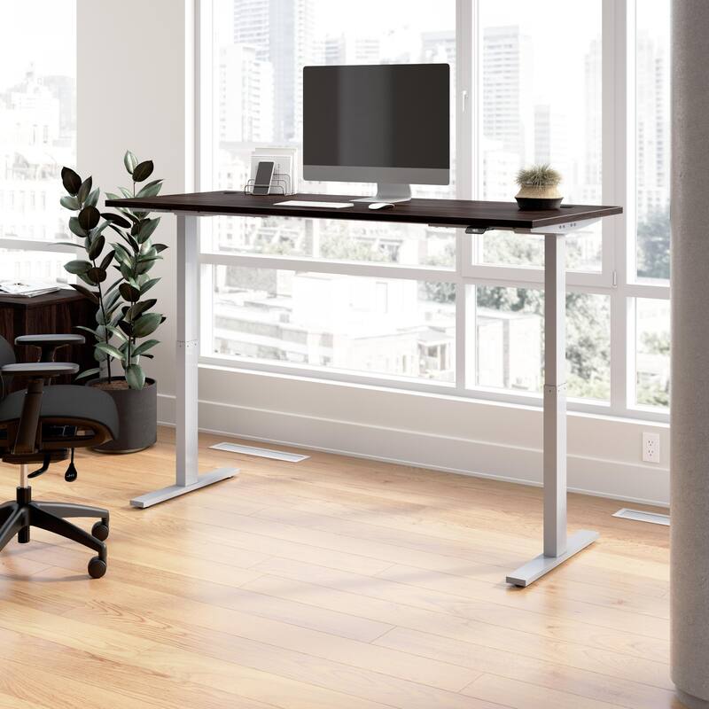 Bush Business Furniture Move 60 Series 72x30 Adjustable Standing Desk - Black Walnut/Cool Gray Metallic