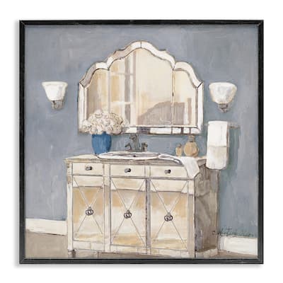 Stupell Traditional Bathroom Sink & Mirror Framed Giclee Art Design By Charlene Olson