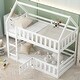 preview thumbnail 2 of 16, Solid Wood Twin Over Twin House Bunk Bed with Fence and Door