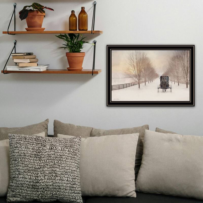 Framed Wall Art - Snowy Amish Lane, Black Frame