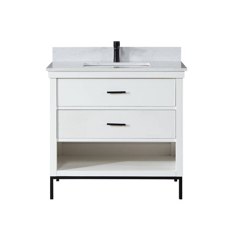 Altair Kesia Bathroom Vanity with White Composite Stone Top without Mirror
