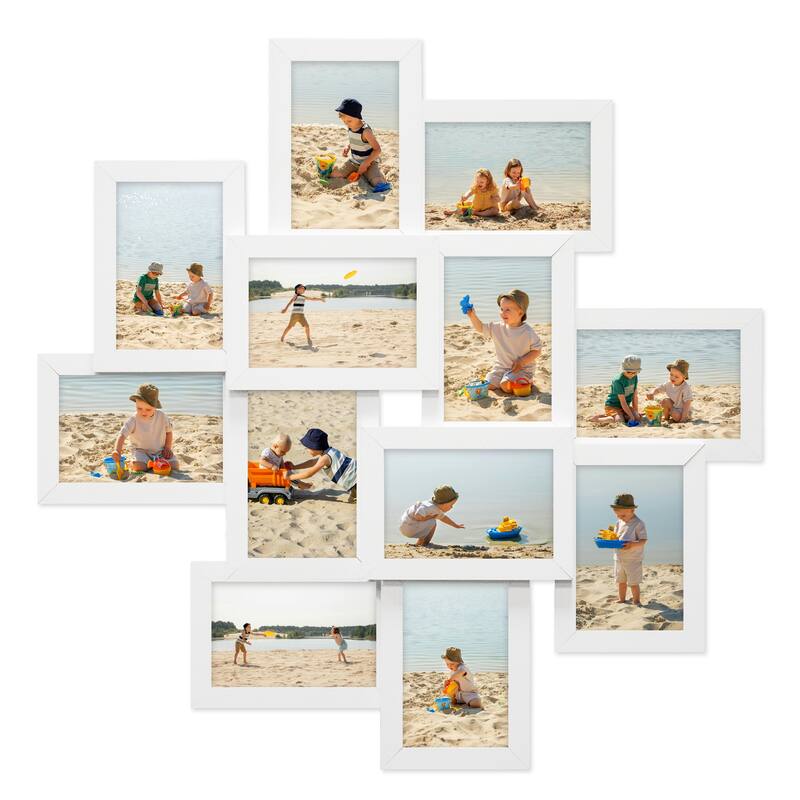 HELLO LAURA 12 Opening 4 x 6" White Collage Wall Picture Frame