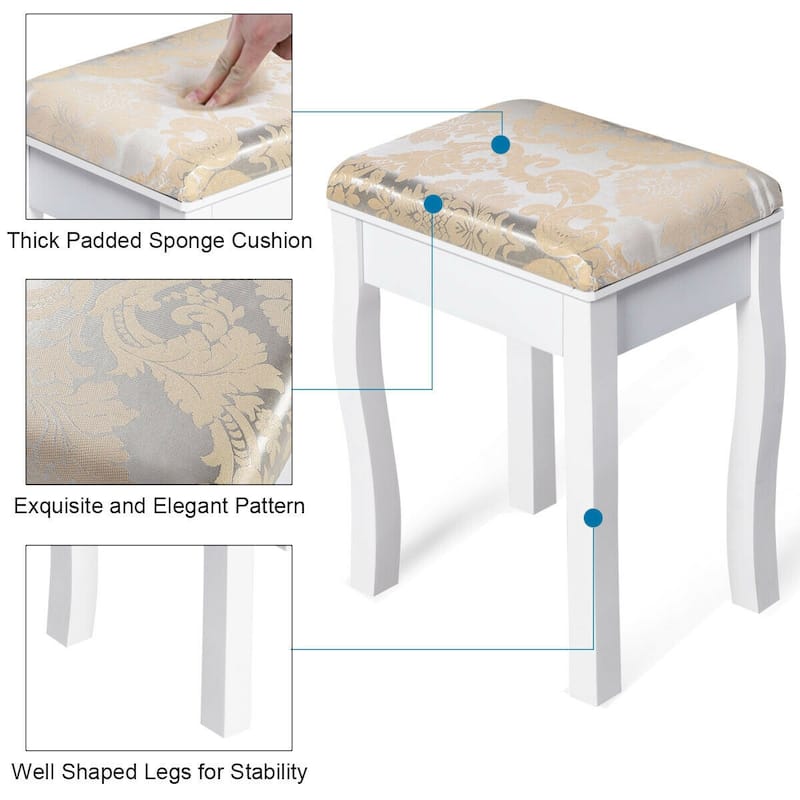 Costway Vanity Table Jewelry Makeup Desk Bench Dresser Stool