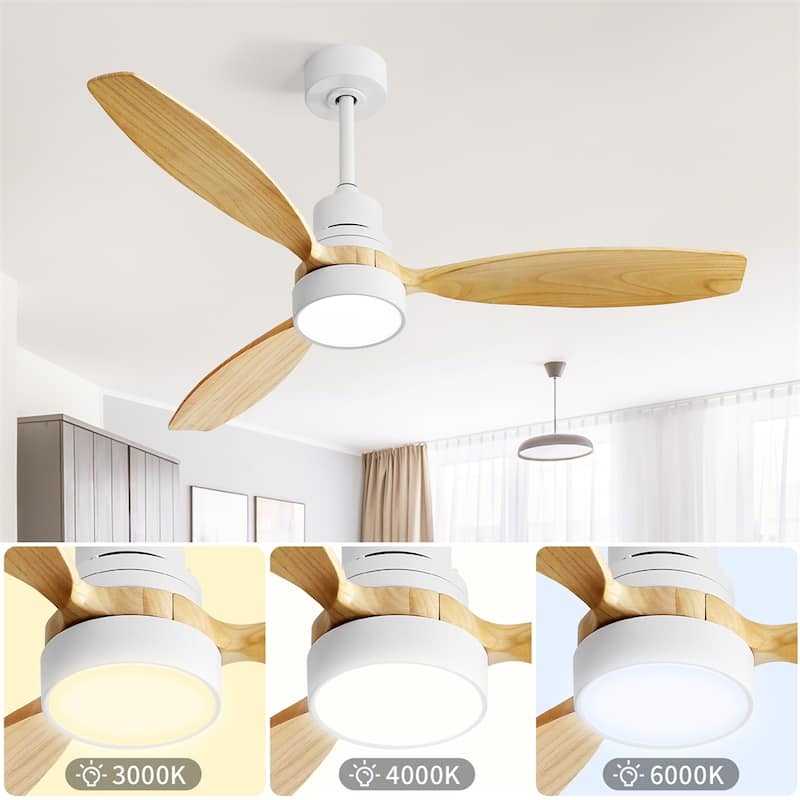 52" Led Ceiling Fan white Remote Control and Reversible DC Motor