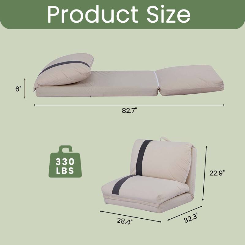 Adjustable Floor Sofa Bed for Adults & Pets - 6-Position Foldable Design with Corduroy Upholstery