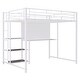 preview thumbnail 8 of 10, White Platform Bed w/ Desk&Whiteboard, Full Loft Bed w/ 3 Storage Shelves, Safety Guardrail & Ladder, Space-Saving, Noise Free