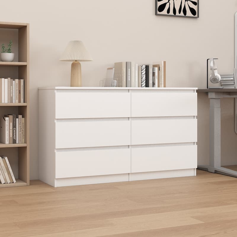 6-Drawer Double Dresser, Storage Cabinet with Handleless for Bedroom, Living Room