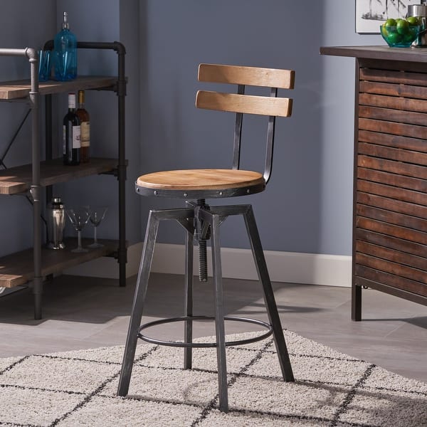 slide 2 of 13, Fenix Firwood Antique 26-inch Barstool by Christopher Knight Home - N/A Single - Brown - Adjustable