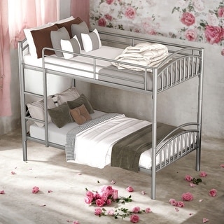 Modren Twin Over Twin Metal Bunk Bed,Divided into Two Twin Beds With Steel Construction for Bedroom