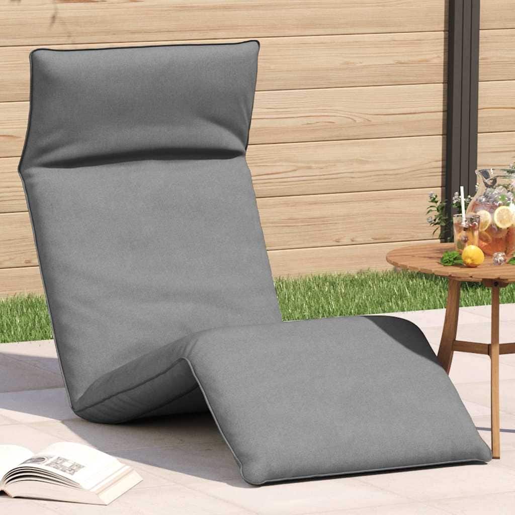 vidaXL Sun Lounger Grey Oxford fabric (100% polyester), metal, foam - 21.3 x 68.9 x 3.3 in