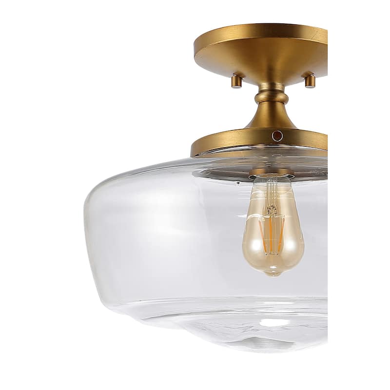 Gaines Glass/Iron Farmhouse Modern LED Flush Mount, by JONATHAN Y