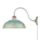 preview thumbnail 7 of 11, Golden Lighting Kinsley 1-light Swing Arm Wall Lamp in Antique Black Iron shade