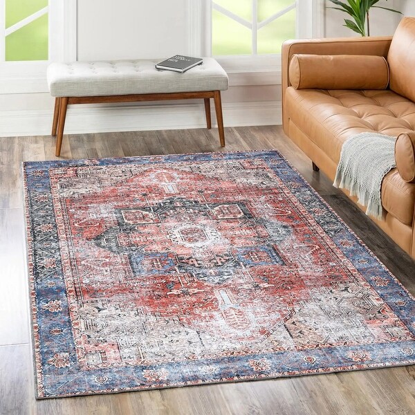 The Rug Collective Vintage Cezanne Terracotta Sky Machine Washable