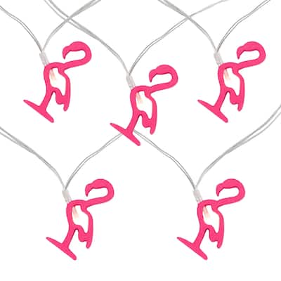 10-Count LED Pink Flamingo Fairy Lights - Warm White - Pink Flamingo