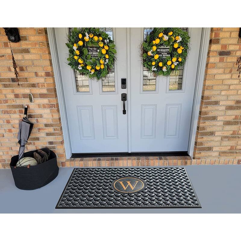 A1HC 100% Pure Rubber Monogrammed Front Door Mat 24" x39" Indoor Outdoor Doormat