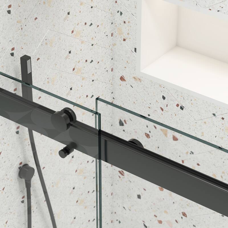 60''W x 74''H Frameless Double Sliding Shower Door with Stainless Steel Hardware - 60'' x 74''