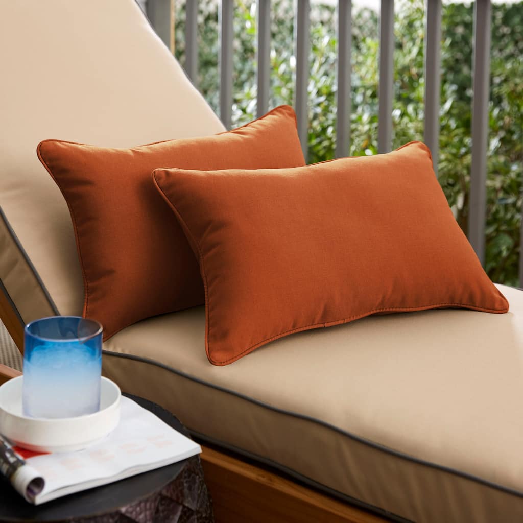 Sorra Home Sunbrella Canvas Rust Corded Indoor/ Outdoor Pillows (Set of 2)