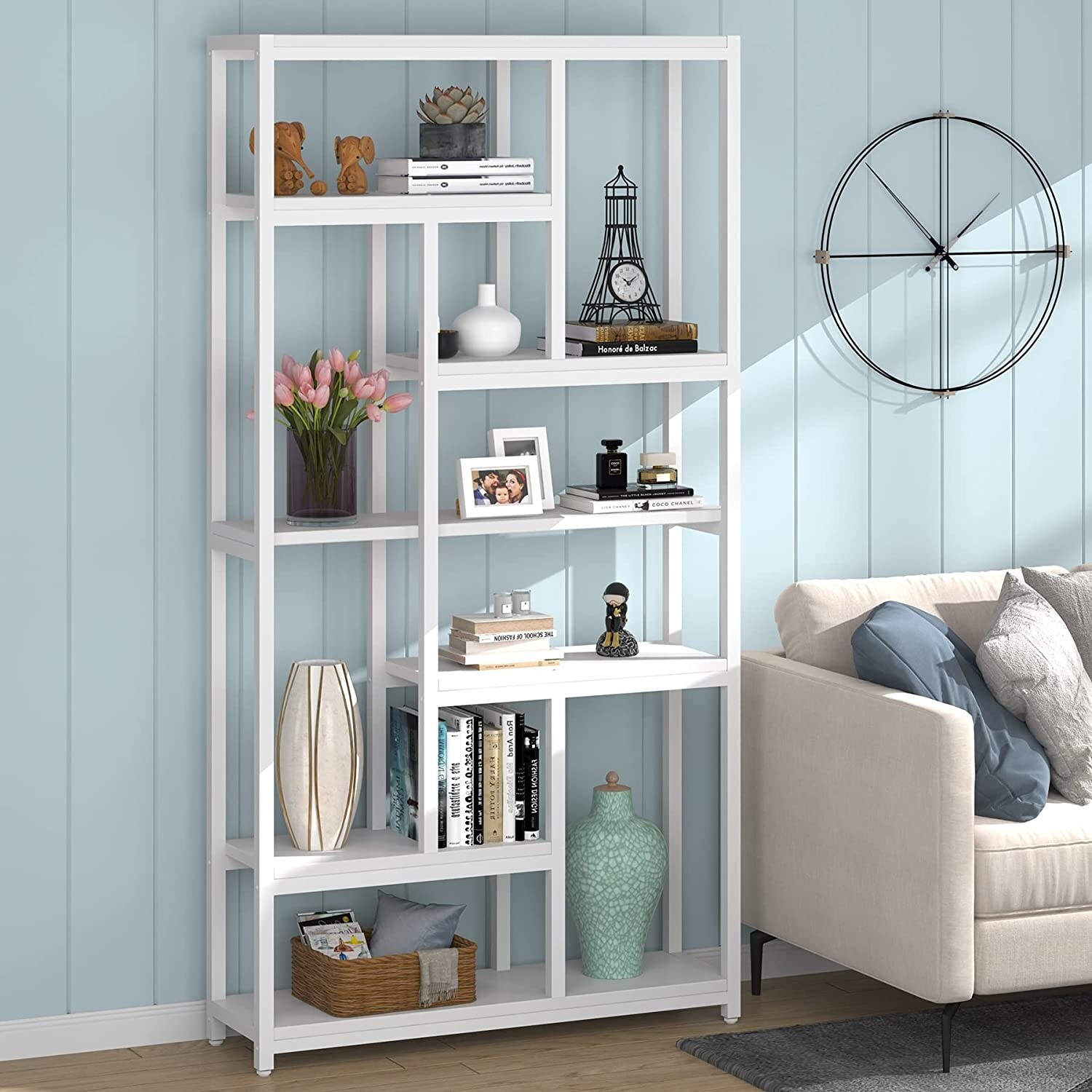 79 Inches Tall Bookshelf Bookcase Storage Display Shelves