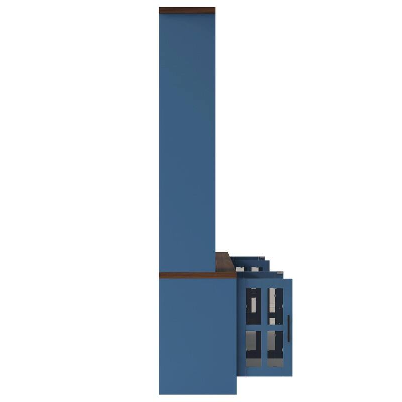 95.5" Wide Wall Unit Entertainment Center with Electric Fireplace and Bookshelves for TVs up to 80"