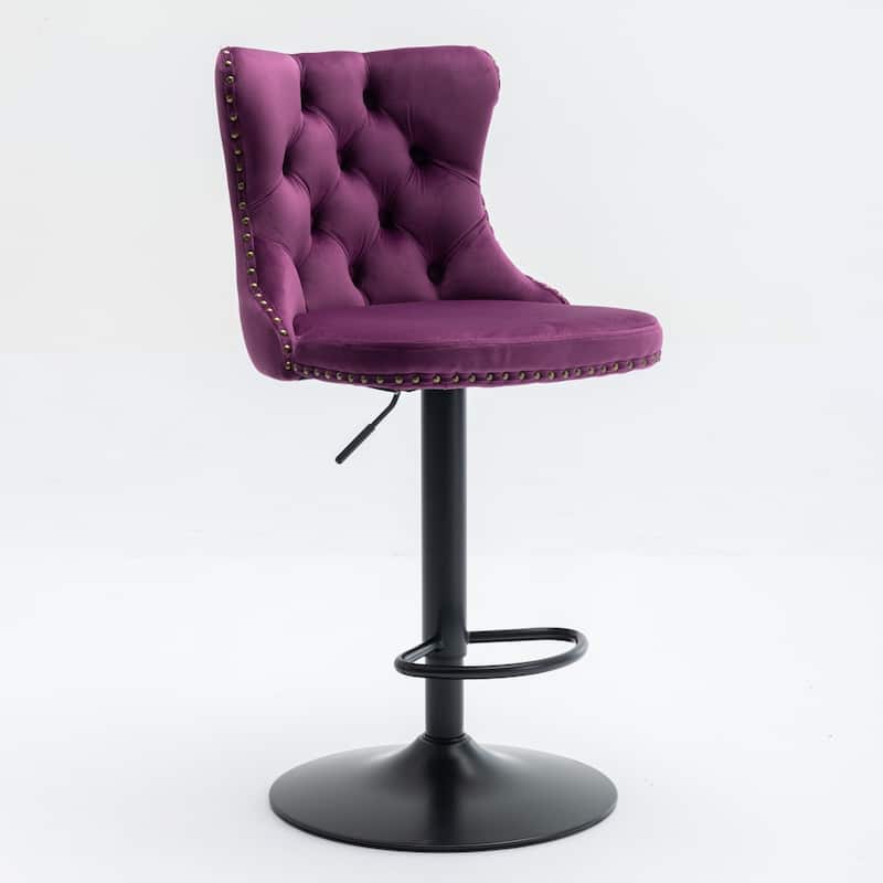 Swivel Velvet Barstools Adjusatble Seat Height From 25-33 Inch
