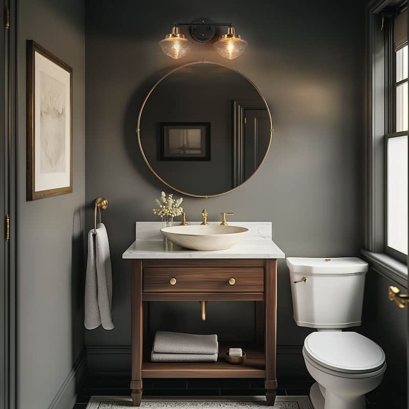 1/2/4-Light Modern Black Gold Bathroom Vanity Light Schoolhouse Glass Wall Sconce