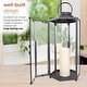 preview thumbnail 6 of 9, Alpine Corporation 18" Tall Outdoor Hexagonal Battery-Operated Metal Lantern with LED Lights, Black