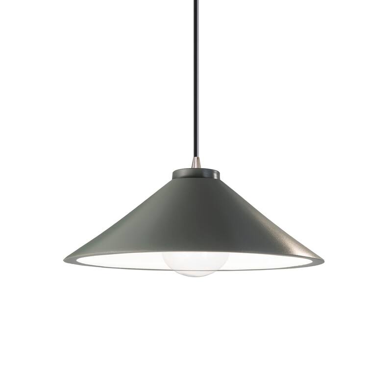 Justice Design Group Flare 1-Light Pendant - Black Cord/Pewter Green/Brushed Nickel