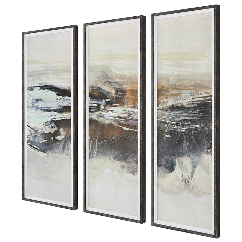 Uttermost Graphite Horizon Framed Prints (Set of 3) - 23"W x 63"H x 2"D
