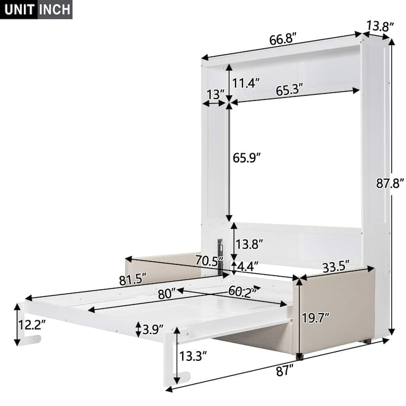 Multifunctional Murphy Bed with Cushion & Storage