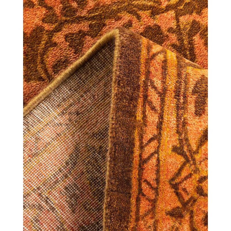 Overton Hand Knotted Wool Vintage Inspired Traditional Mogul Yellow Runner Rug - 2' 8" x 14' 6"