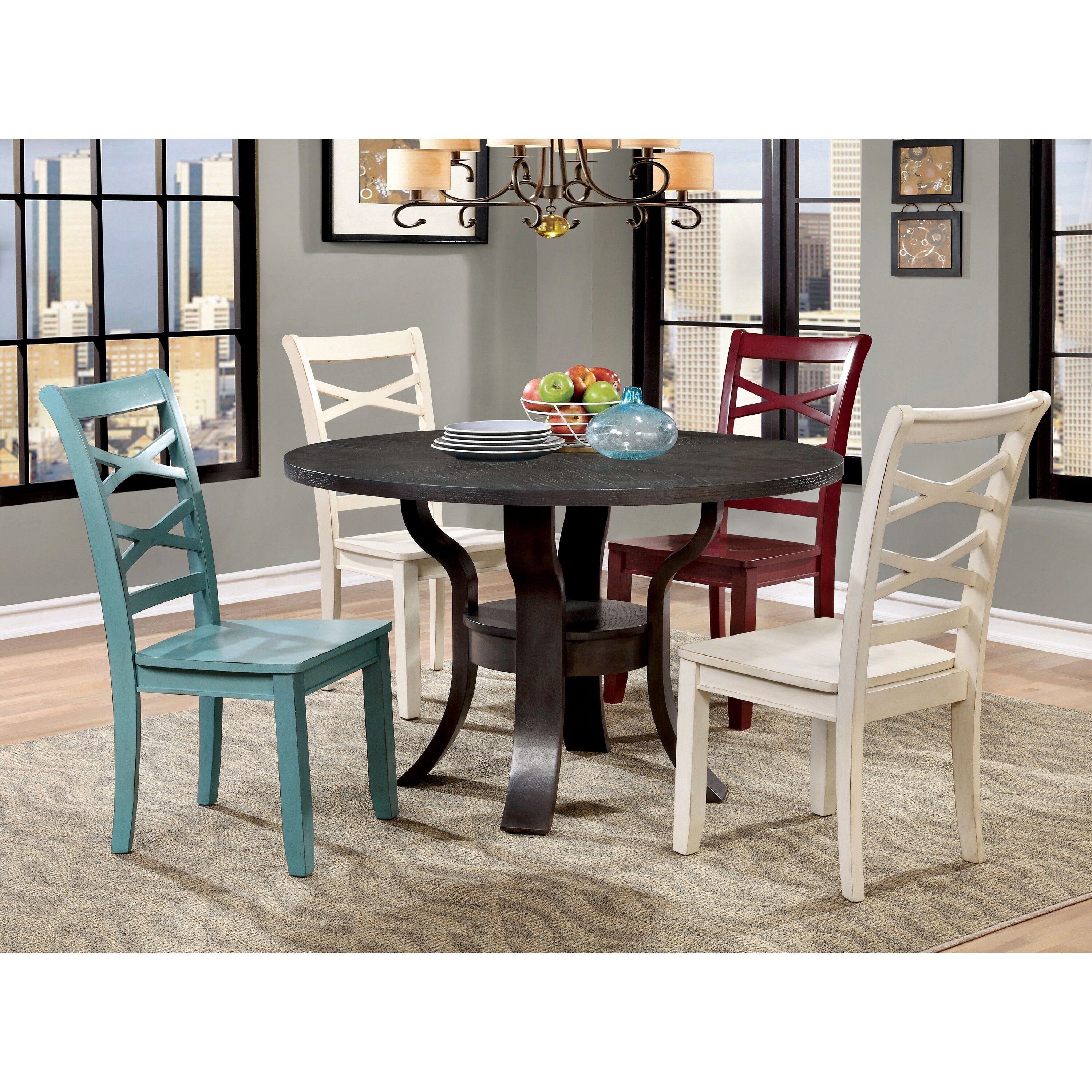 Shop Furniture Of America Russell Transitional 5 Piece White Chair