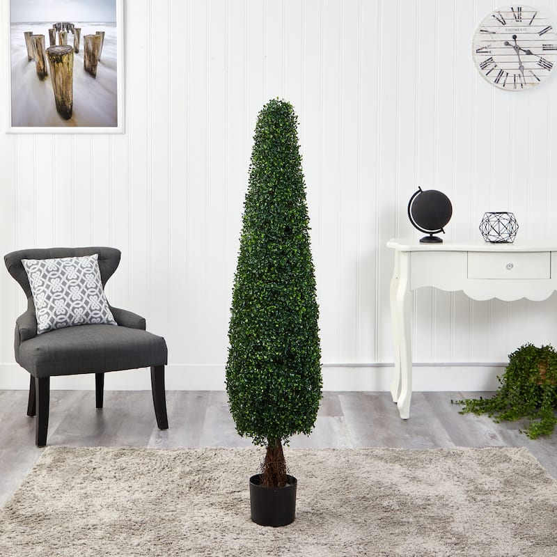 5' Boxwood Topiary Artificial Tree UV Resistant (Indoor/Outdoor) - 6"