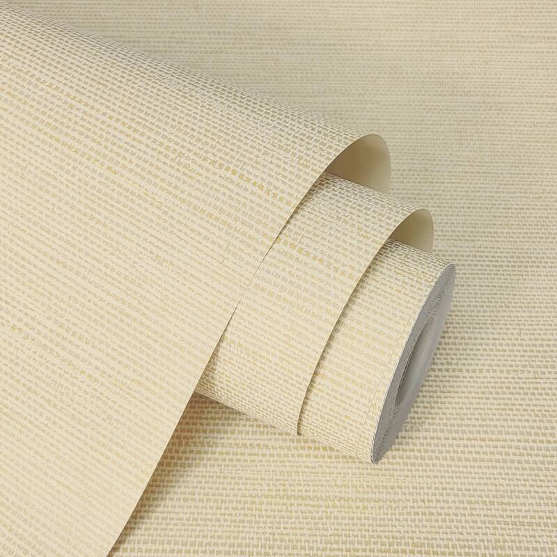 Fine Decor Miya Light Yellow Faux Grasscloth Wallpaper
