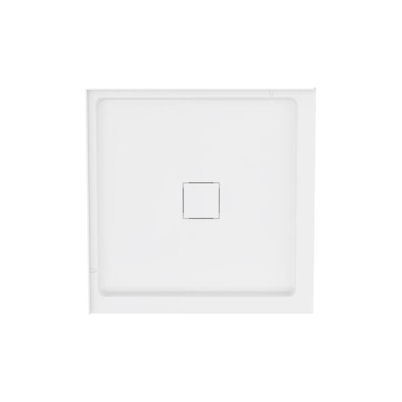 Marquette 36" X 36" Double-Threshold Shower Pan Base With Center Drain In Glossy White - 36 x 36