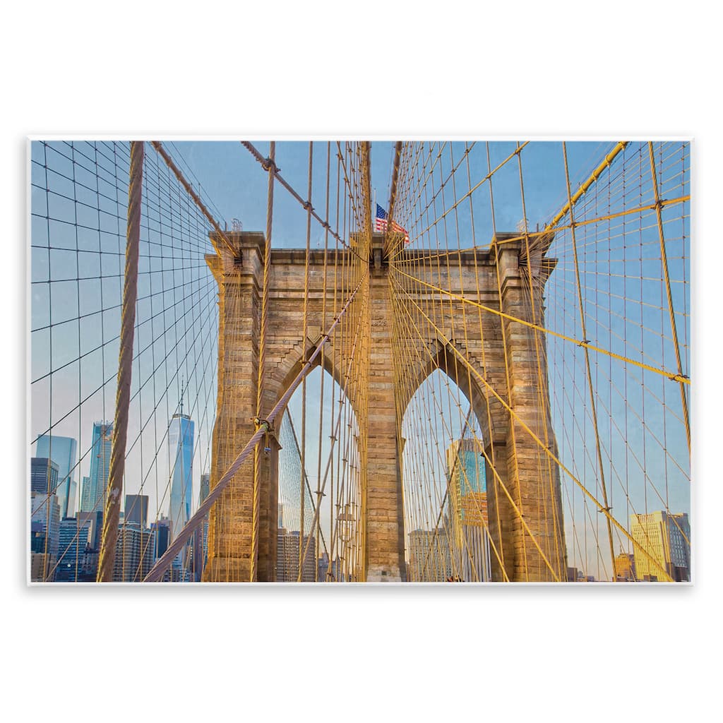 Stupell Industrial Bridge with American Flag Wall Plaque Art Design By Seven Trees Design