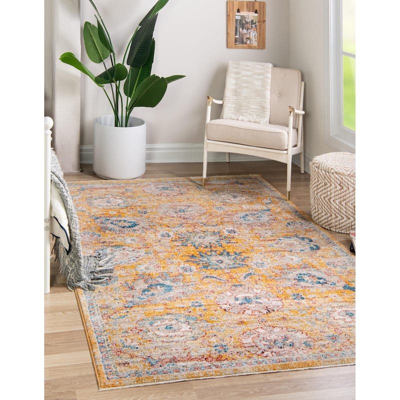 Traditional Nixa Collection Area Rug - 7'x10'2" - Yellow